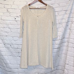 Caralase Beige Henley-Style Long Sleeve Dress Size XL Excellent Condition